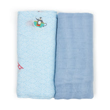 Load image into Gallery viewer, Little Rei x Maison Q Swaddle Blue Funfair Rides - 2pc