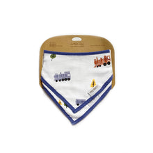 Load image into Gallery viewer, Little Rei Bandana Bib 2 Pc - Blue Train