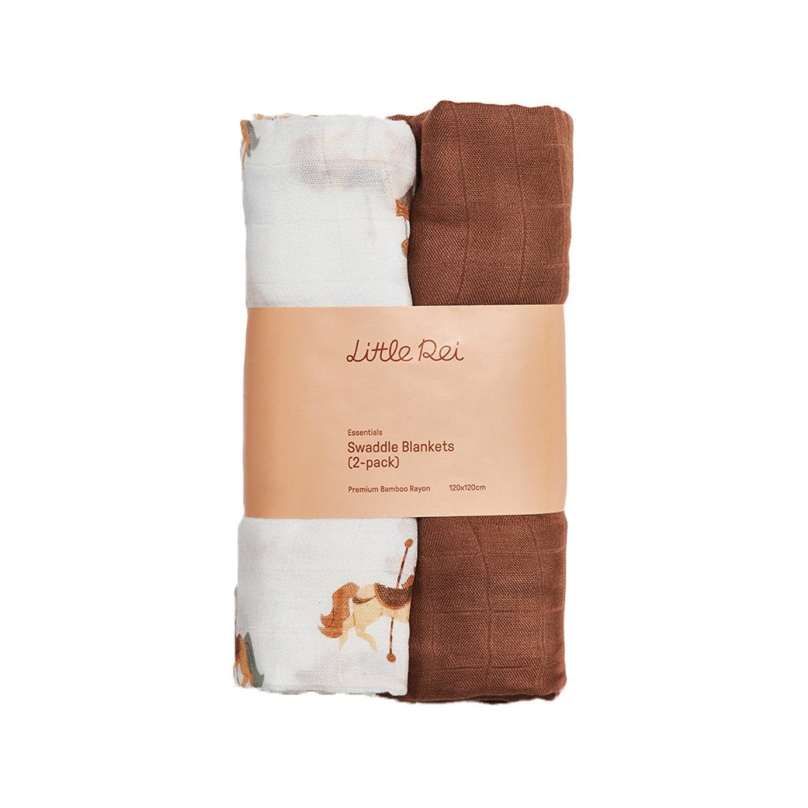 A Little Rei carousel horses print two-pack of bamboo swaddles