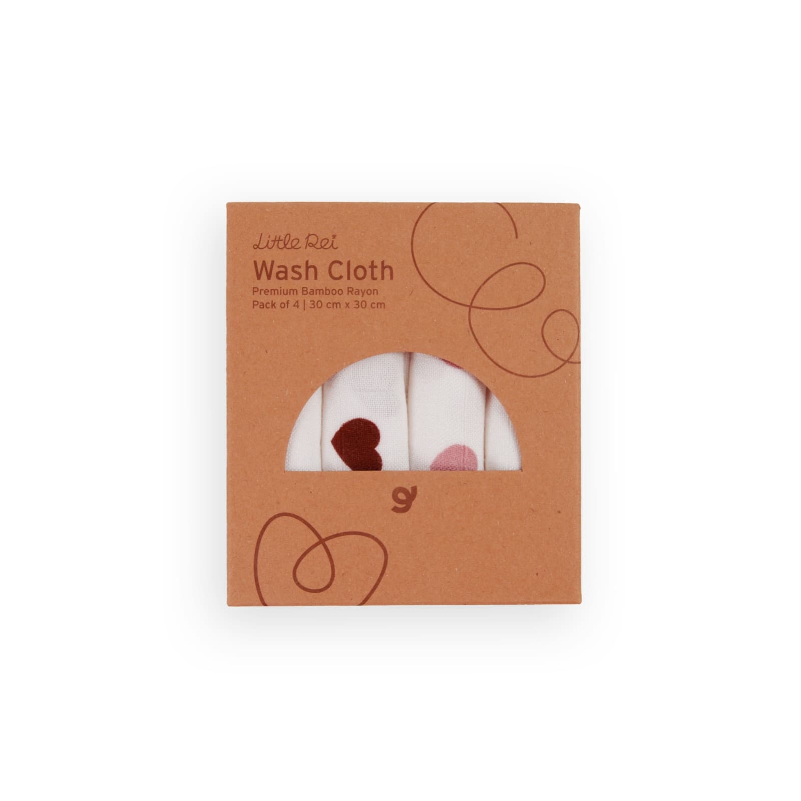 Bamboo Wash Cloth 4pc (Hearts) — view 1 of 3