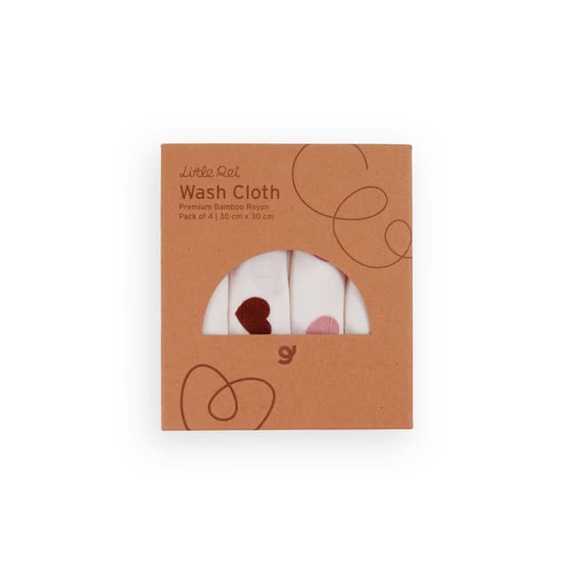 Bamboo Wash Cloth 4pc (Hearts)