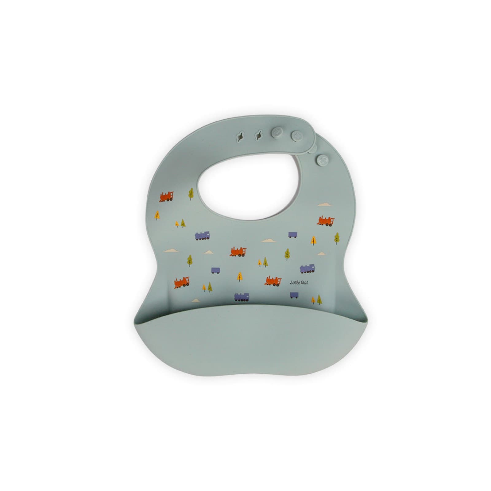 A Little Rei train-print silicone bib
