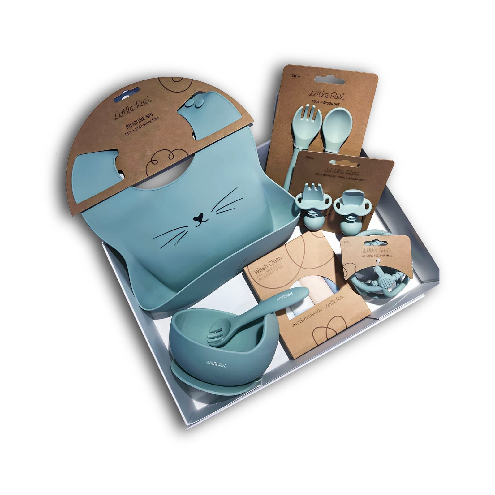 A Little Rei weaning gift set in teal