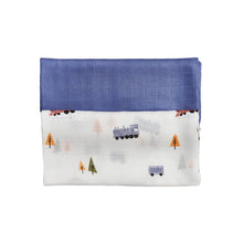 Load image into Gallery viewer, Little Rei Swaddle Blankets Train Blue - 2pc

