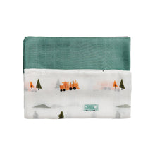 Load image into Gallery viewer, Little Rei Swaddle Blankets Train Green - 2pc
