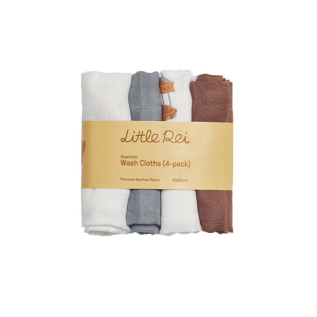 Little Rei Bamboo Carousel Wash Cloth - 4pc