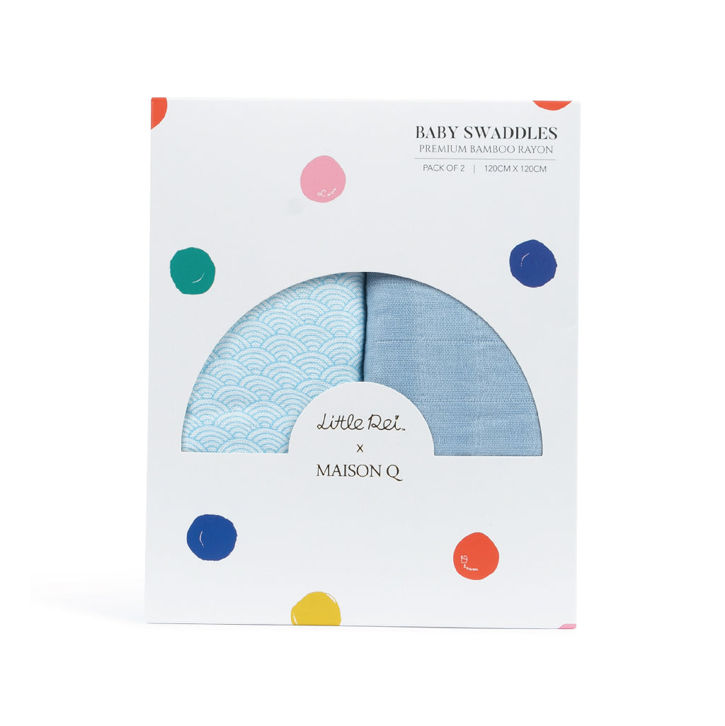 Little Rei x Maison Q Swaddle Blue Funfair Rides - 2pc